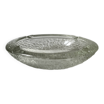 Cendrier / vide poche en verre cristalin ciselé & texturé vers 1970