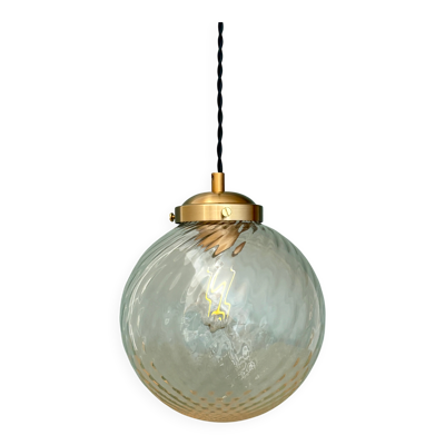 Suspension globe vintage en verre transparent