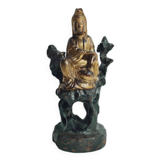 Guanyin Sculpture en Bois Laqué / 17ème Vietnam / Bouddha