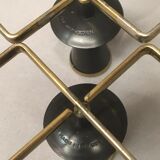 Pair of vintage candle holders in black metal and brass Sweden 1960