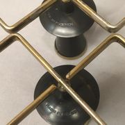 Pair of vintage candle holders in black metal and brass Sweden 1960