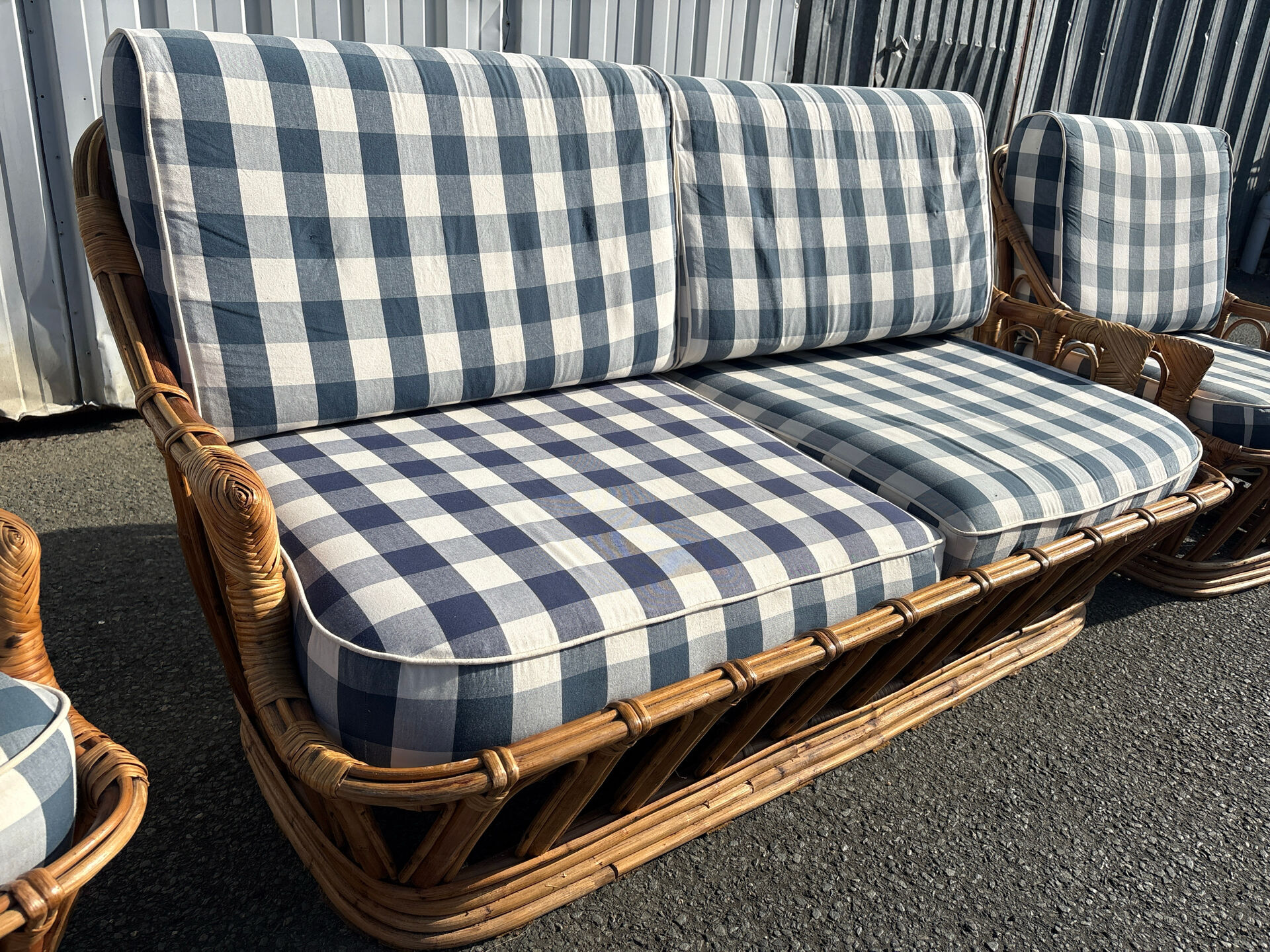 Vintage rattan lounge – sofa and two armchairs – 1960s/70s