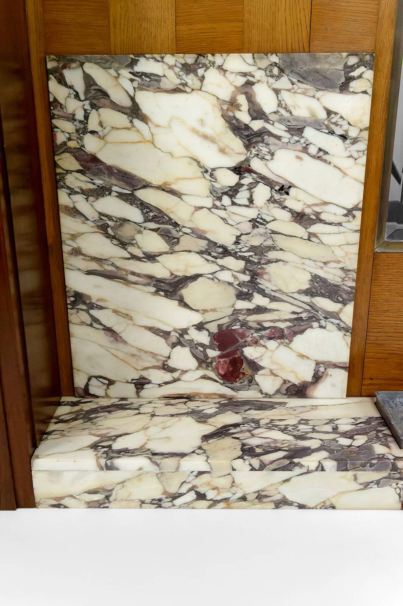 Large Art Deco wardrobe in oak, marble and mahogany, circa 1925