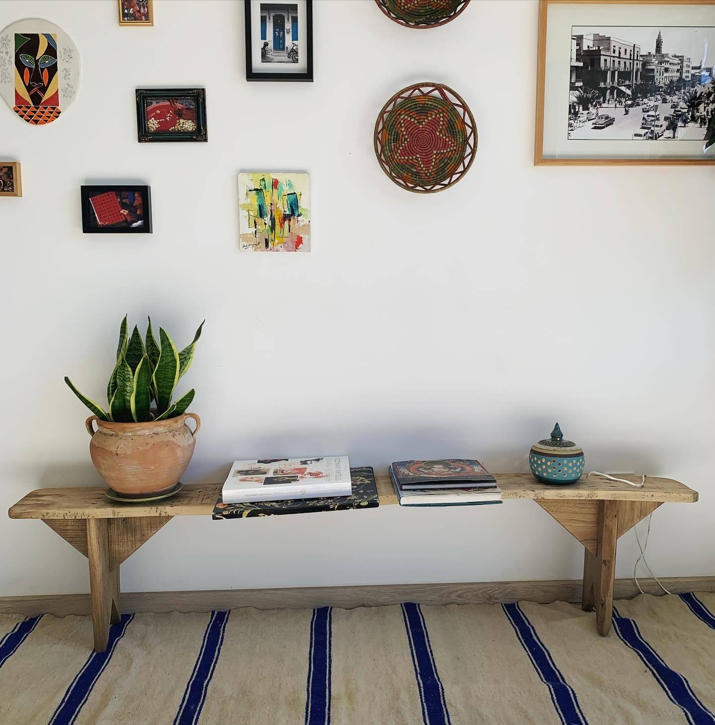 Old restored wooden farm bench