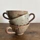 Set of 3 vintage speckled stoneware mugs