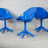 3 chairs "space Age", resin and steel, France, circa 1970.