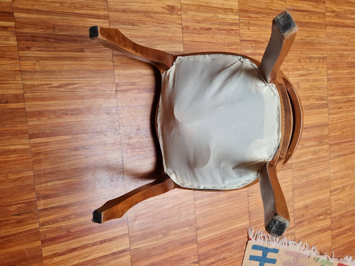 Pair of wooden chairs with velvet seats