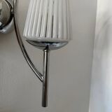 Chrome and ribbed glass wall lights from the 60s (X2)