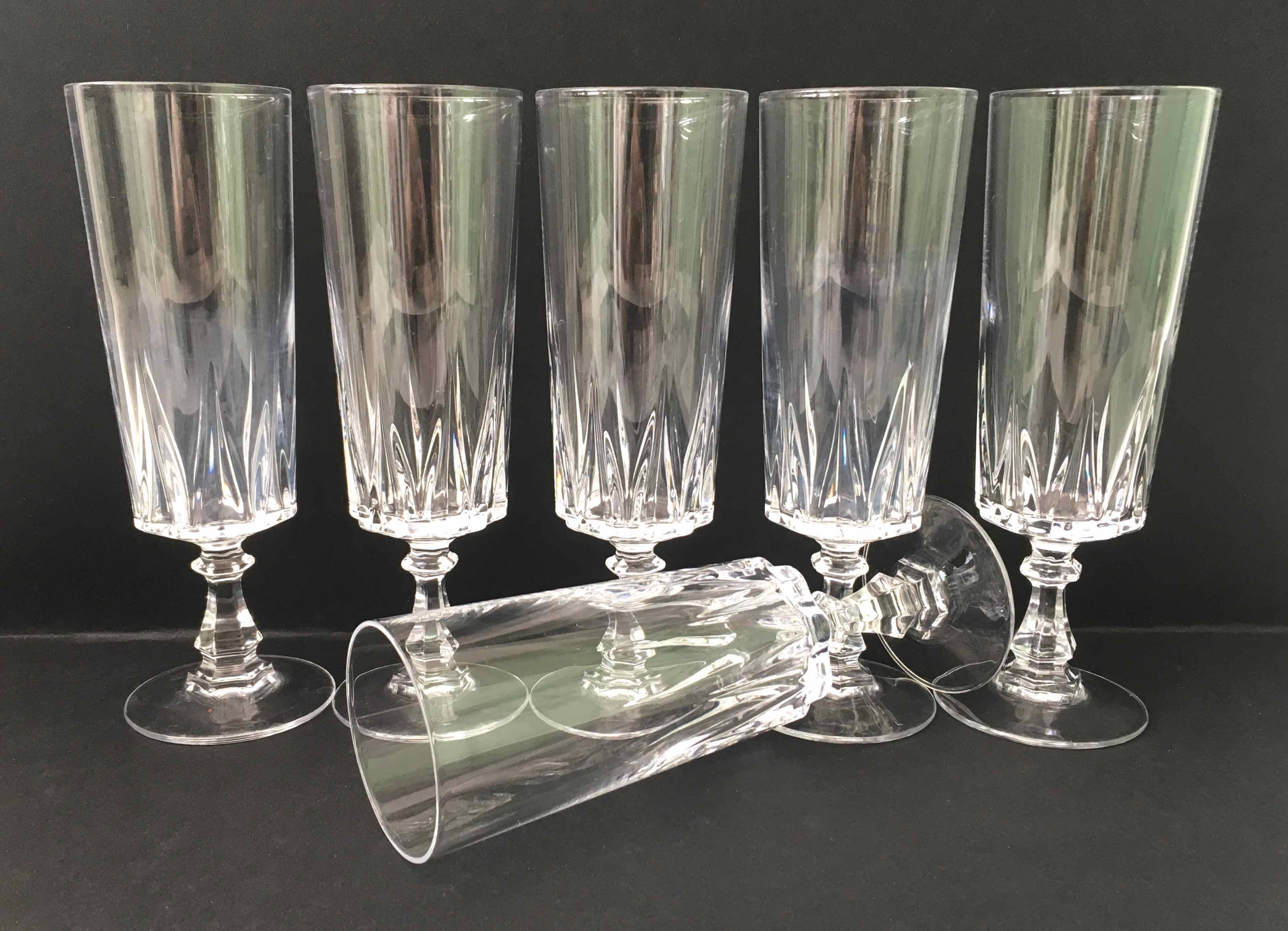 6 cut crystal flutes
