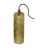 Vintage/art deco cylindrical pendant lamp in chiseled amber glass electrified