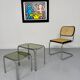 Morex nesting coffee table in metal and smoked glass, Italian design from the 1980s
