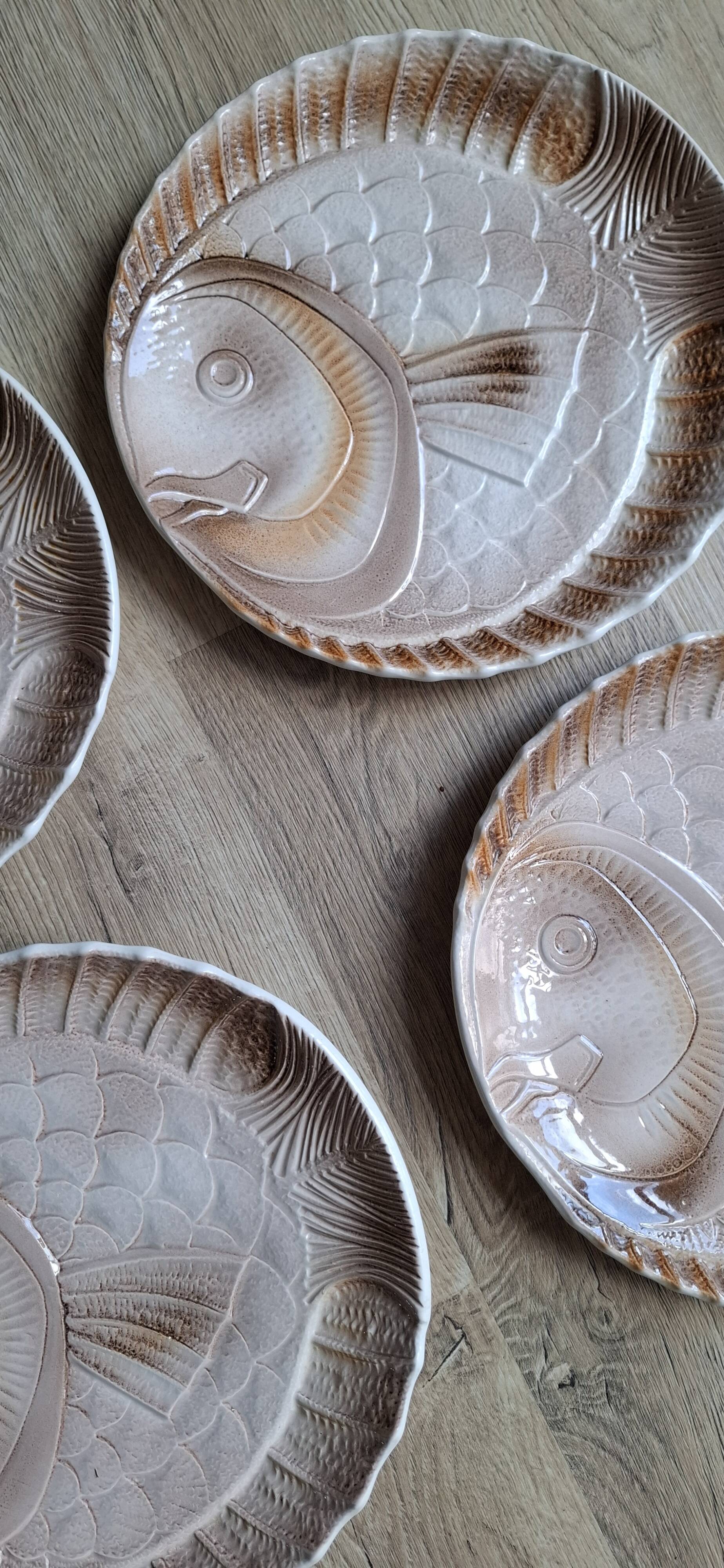 Set of 6 Sarreguemines fish plates