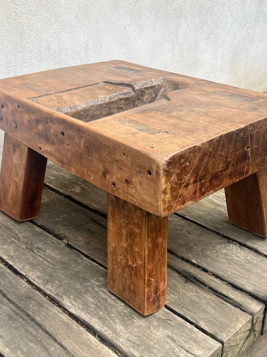 Brutalist coffee table made of solid wood
