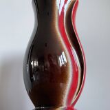 Red-Brown Verceram Vase Model 6390-28, French Mid-Century Modern Art Pottery from the 1960s