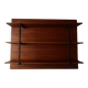 wall-mounted bookcase in wood and black metal, Scandinavian design 1970