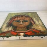 Oil portrait painting on canvas signed