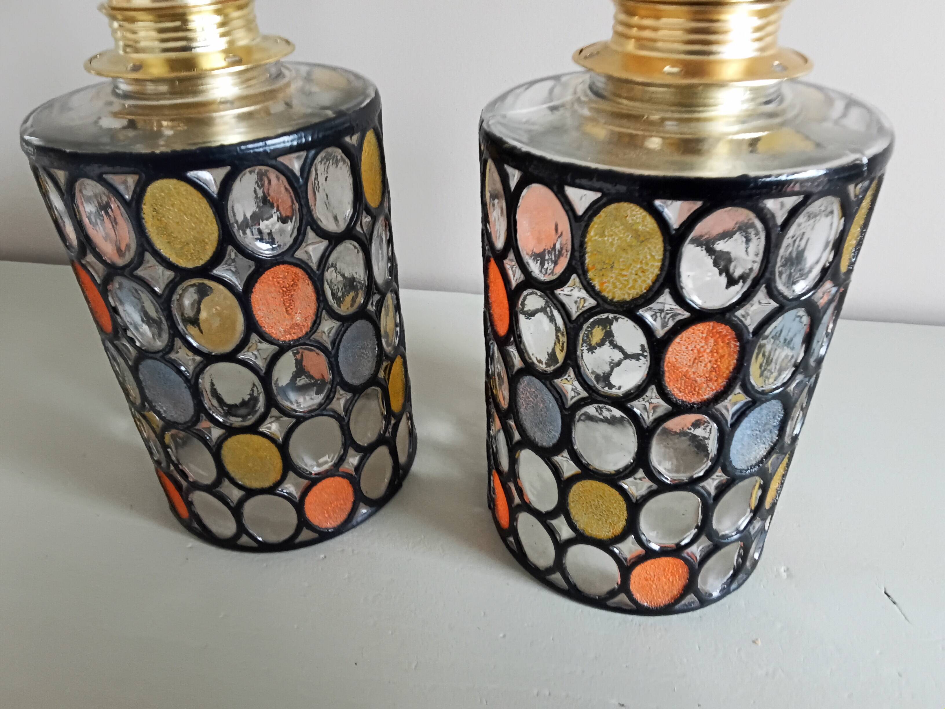 Paire d'appliques murales vintage globes à facettes