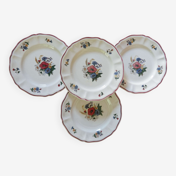 Lot 4 dessert plates Sarreguemines Agreste