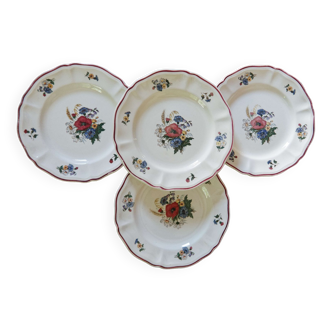 Lot 4 dessert plates Sarreguemines Agreste