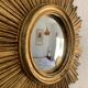 Vintage mirror 1960 witch's eye sun gold leaf - 43 cm