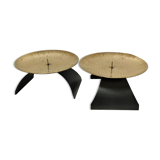 Pair of brass and metal candle holders design 70s