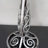 Pair of Wrought Iron & Blown Glass Lamps, France, Art Deco, c. 1930