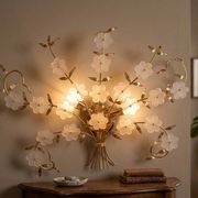1980s wall lamp with 20 Murano glass flowers and 3 lights.
