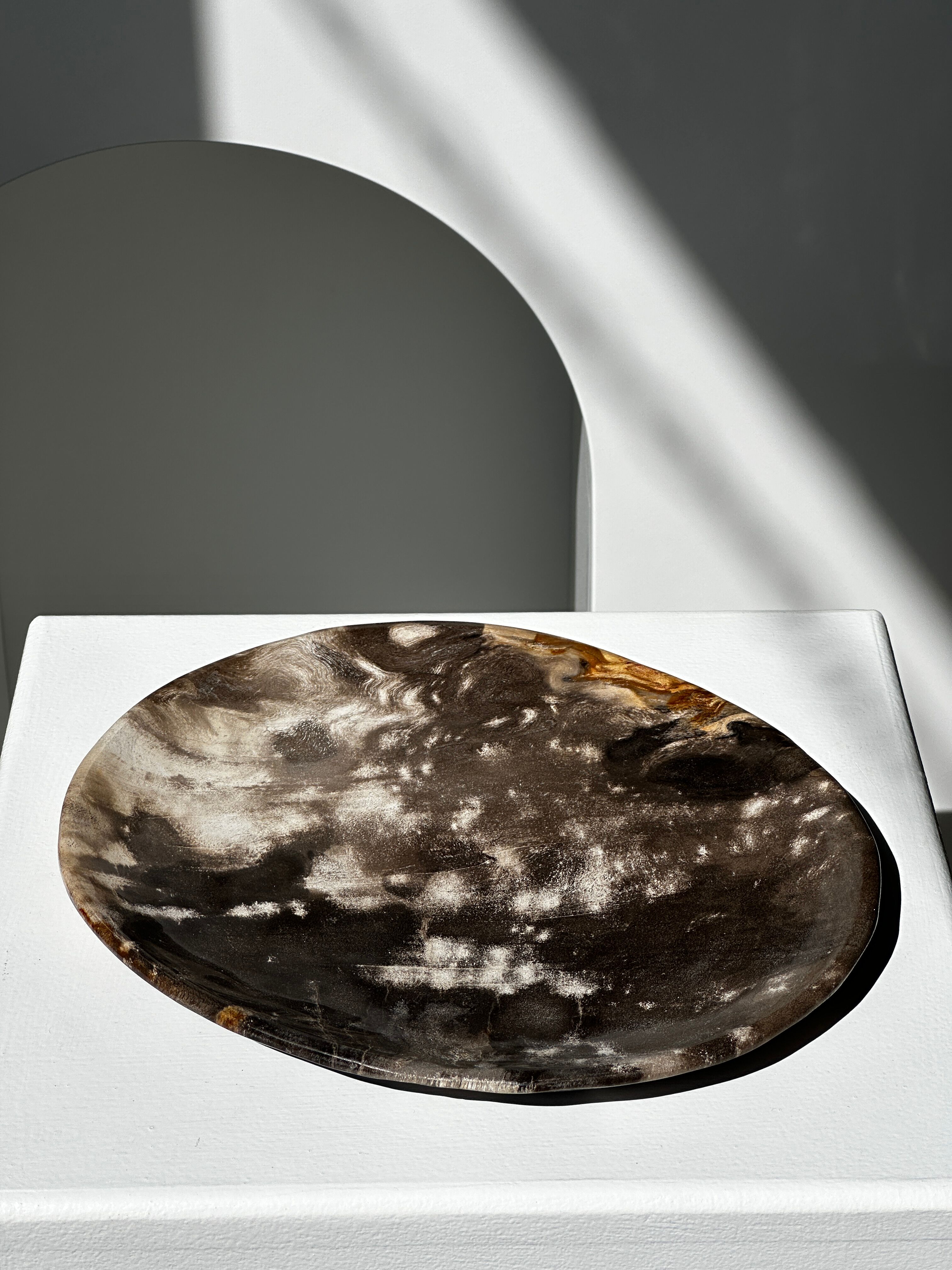 Dish in petrified wood
