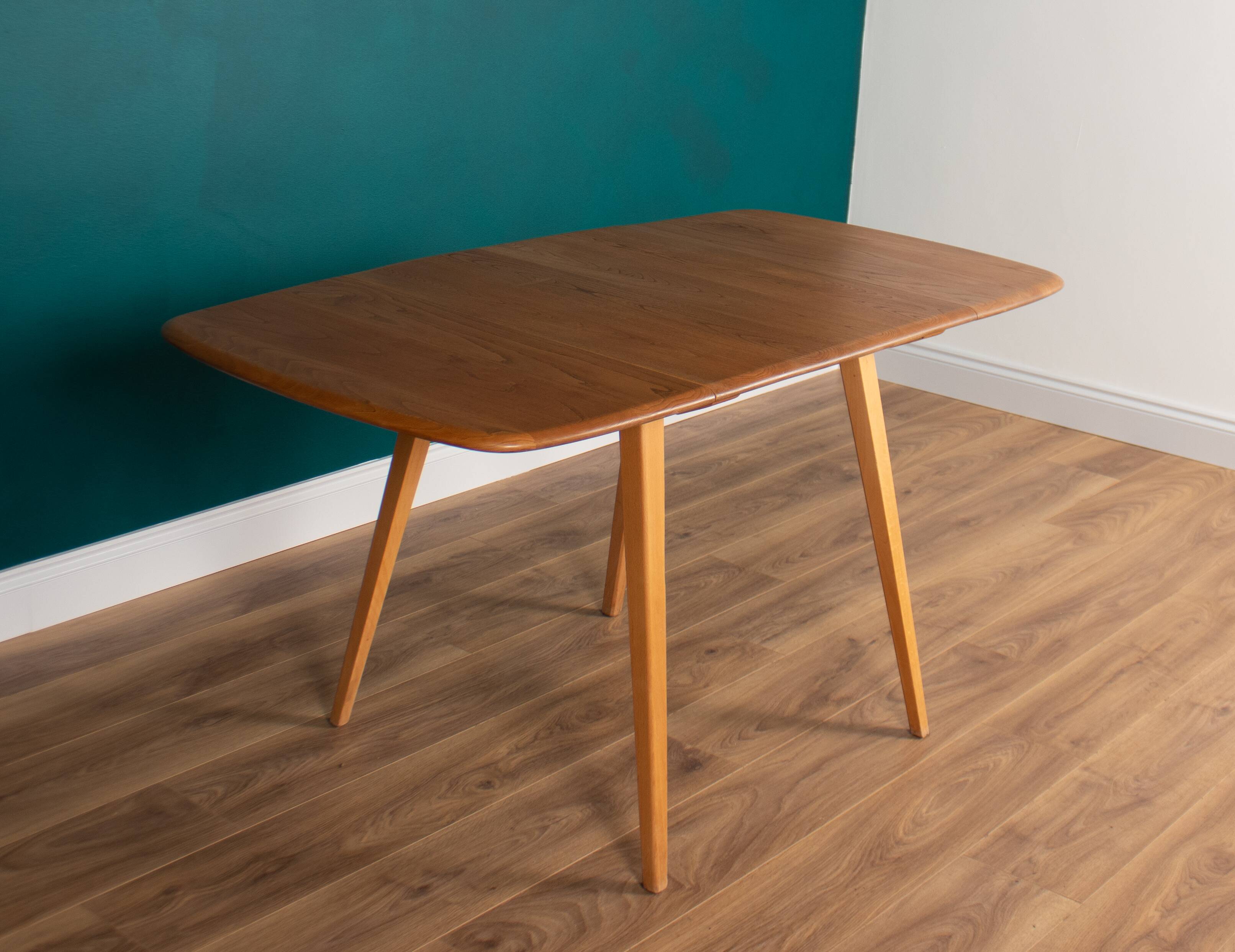 Retro Blonde Ercol Model 383 Dining Table & Four Model 370 Windsor Kitchen Dining Chairs