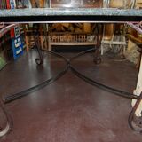 Wrought iron table and granite marble tray