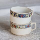 Antique chocolate cup in ivory earthenware - Polychrome frieze decoration