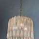 Murano Mazzega chandelier, iridescent white frosted glass, Italy 1960