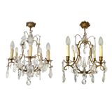 Set of 2 bronze chandeliers with tassels (crystal)