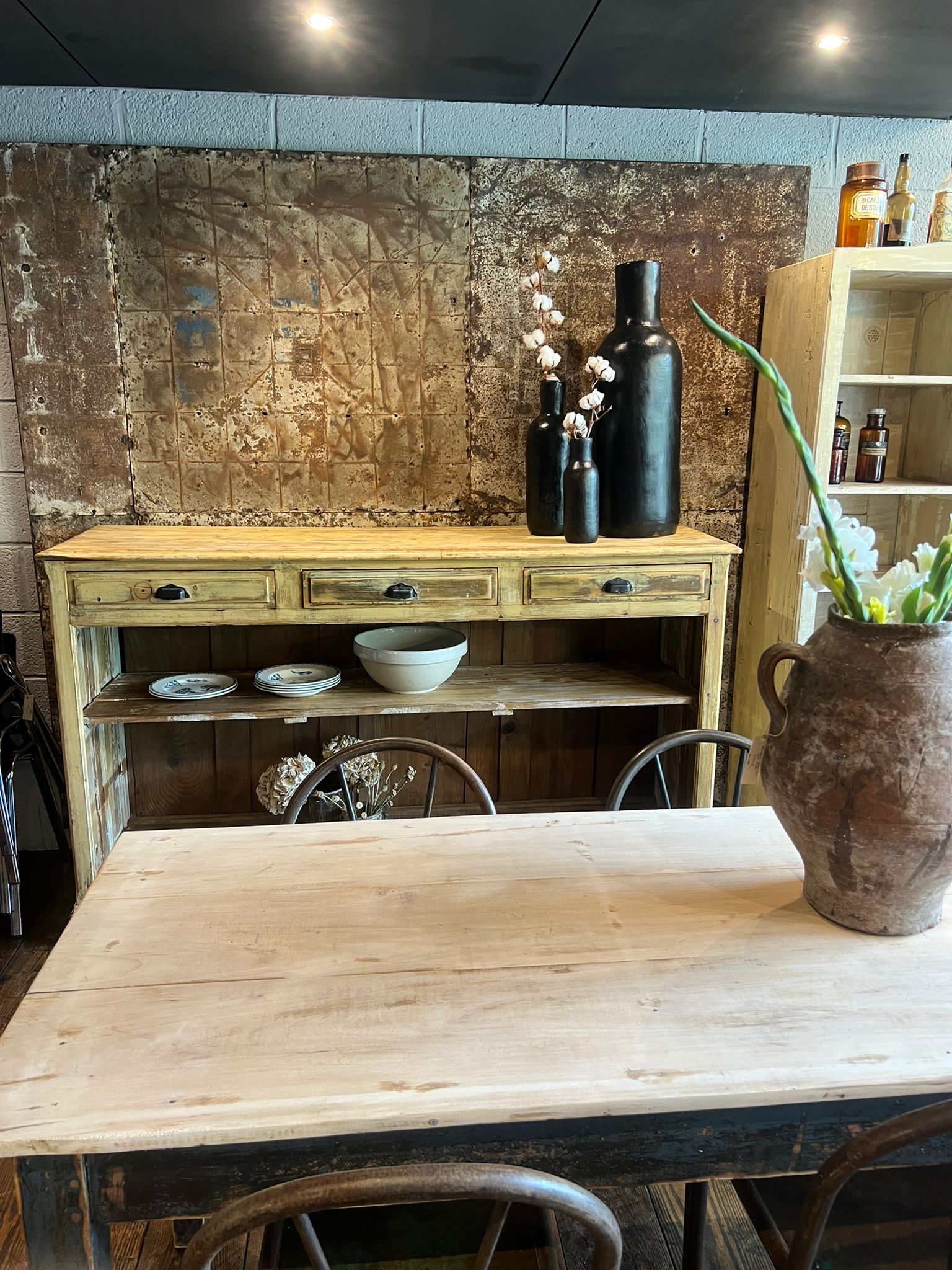 Sideboard 3 drawers patinated