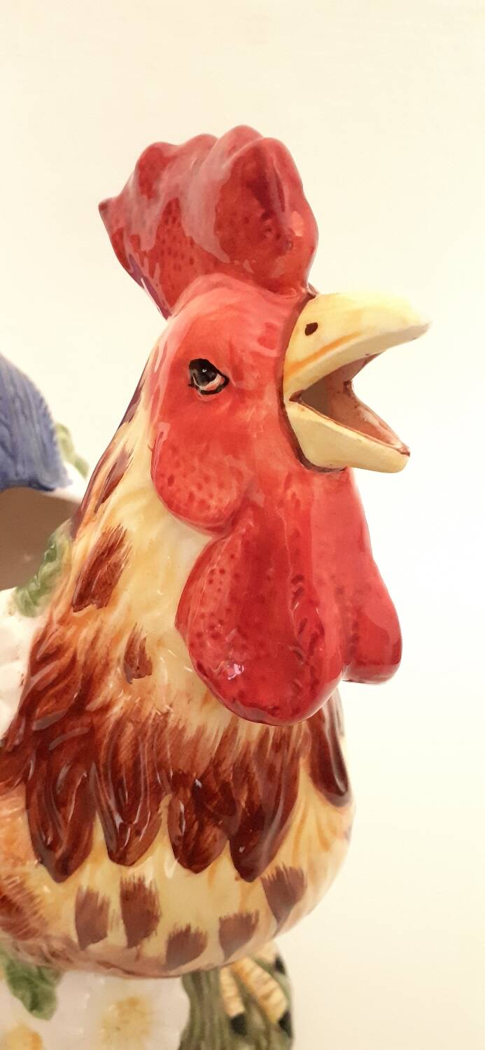 Vintage slip rooster pitcher