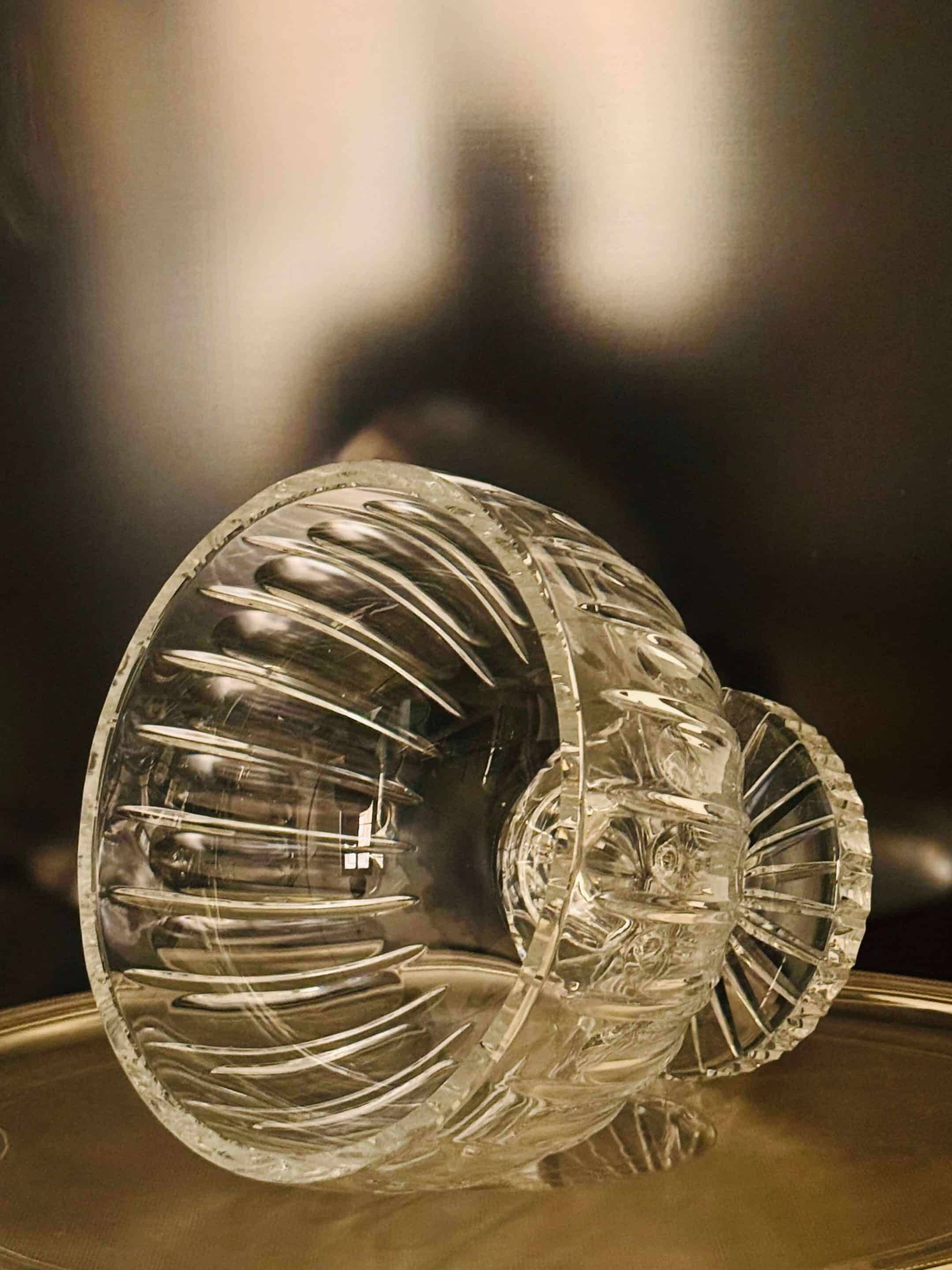 Large cut crystal bowl on a stand