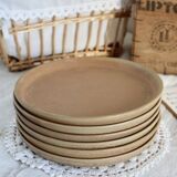 6 assiettes plates vintage grès