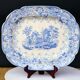 Large Decorative Platter Blue Transferware with Abbey Ruin early 19th C.