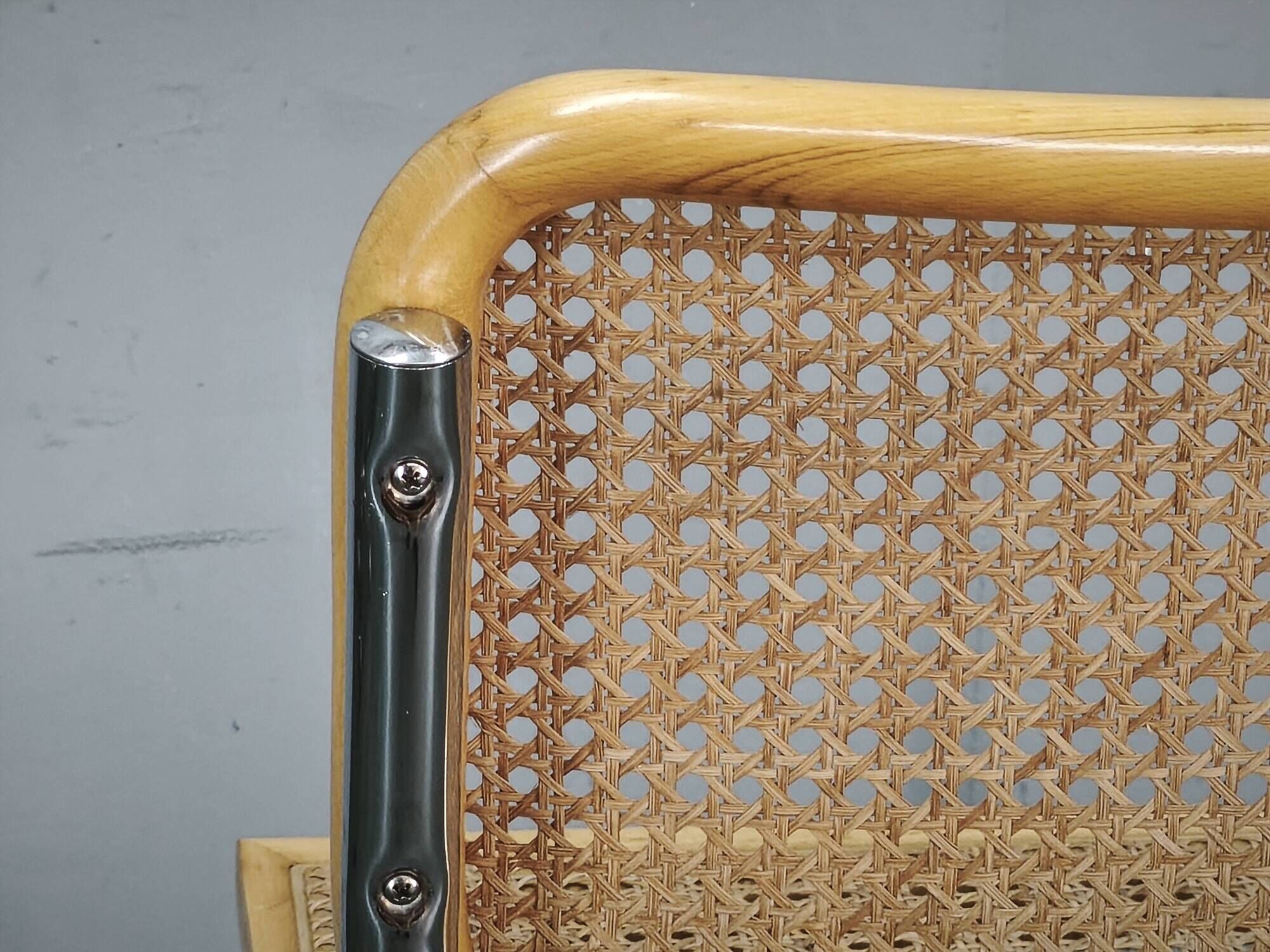 Italian Cesca B32 Style Cane and Chrome Cantilever Chair, 1970s