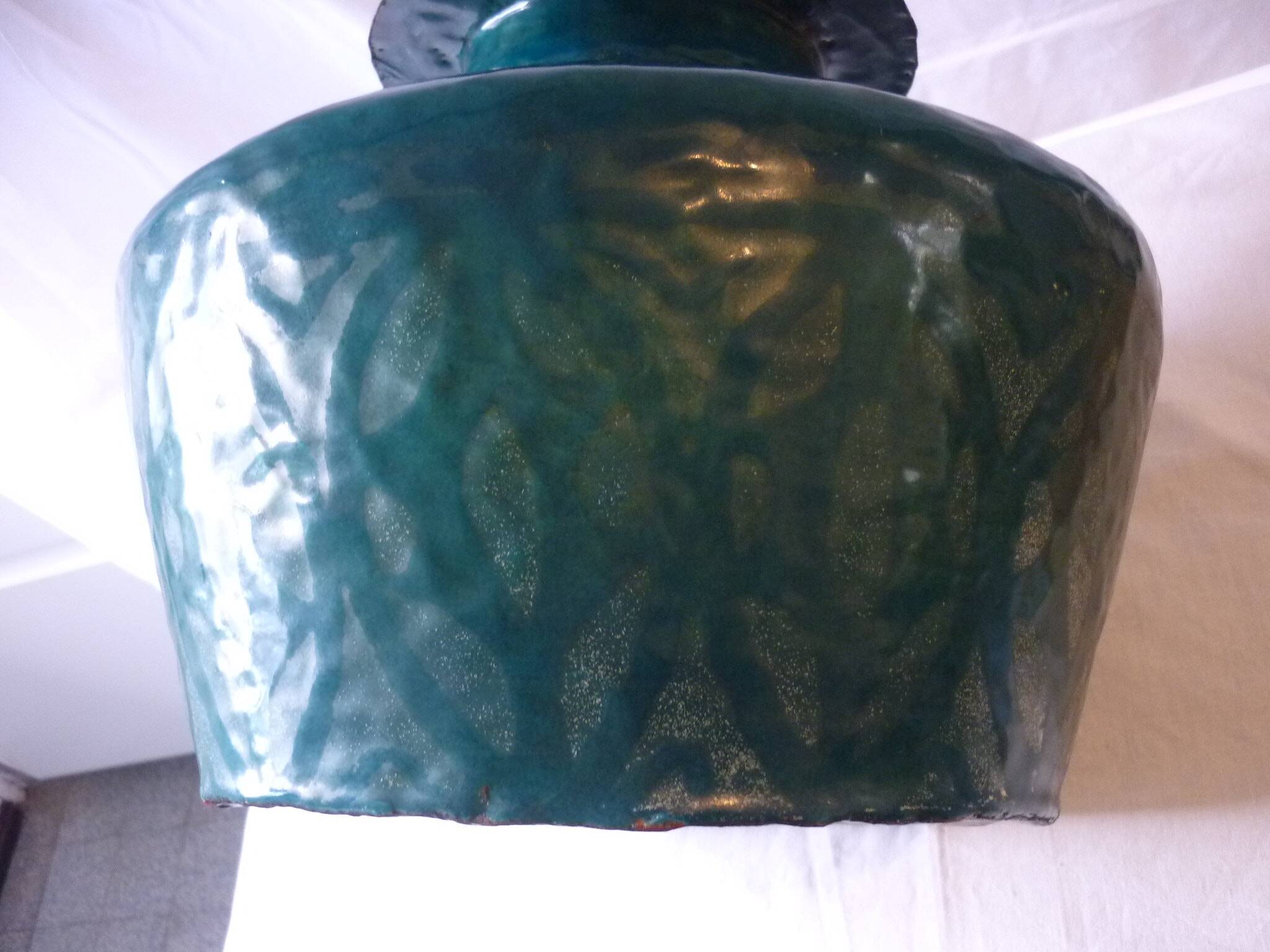 29 cm enamelled copper vase