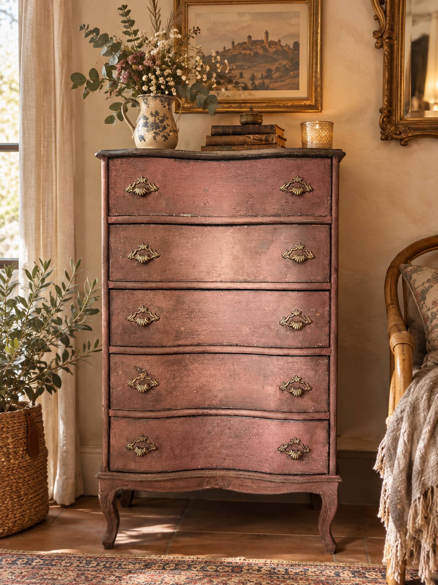 Patinated vintage chest of drawers