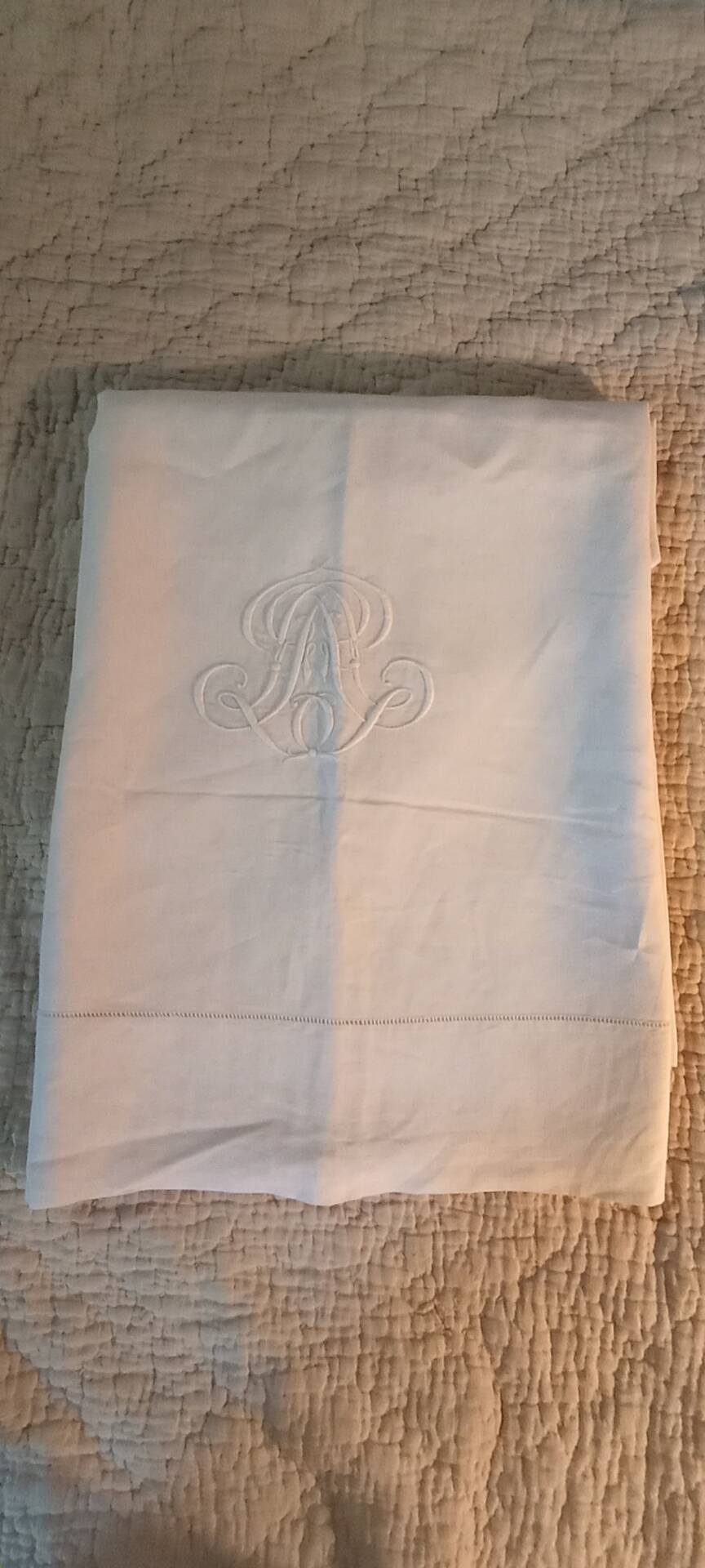 Antique monogrammed fabric