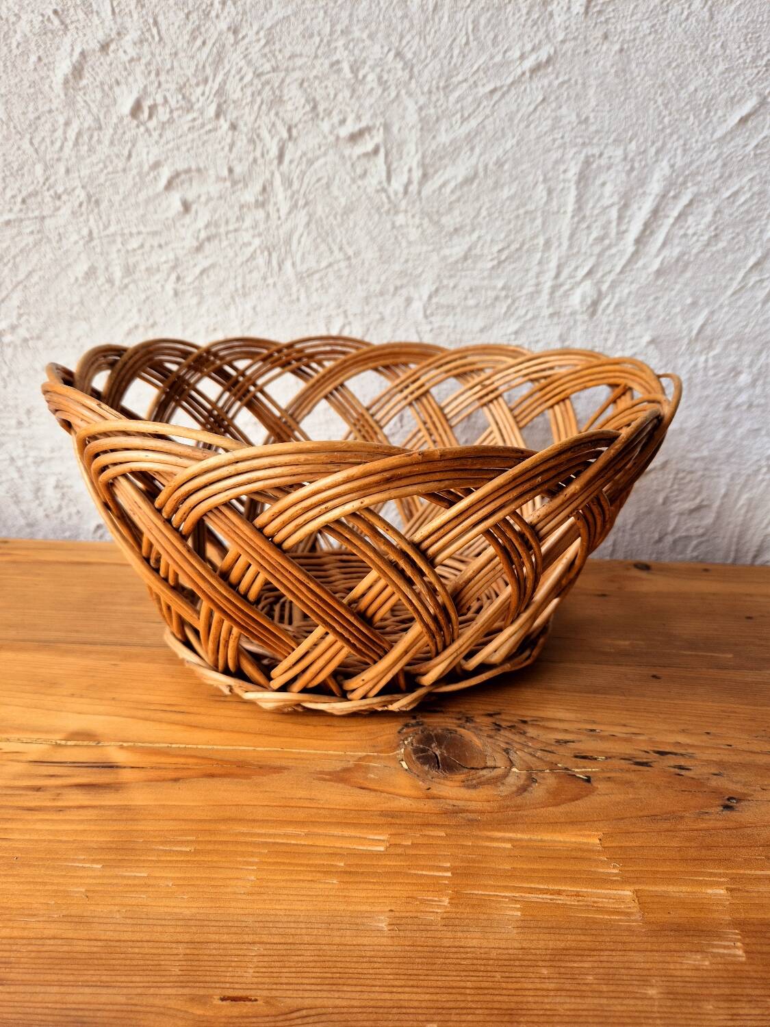 Oval woven rattan basket
