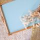 1960s rattan coffee table - blue top
