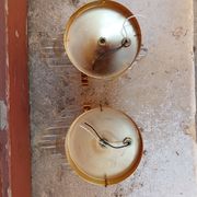 Pair of wall sconces in crystal glass and gilded brass. Venini style.