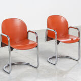 Two leather chairs Tobia Scarpa Design Dialogo Modernist, 1970
