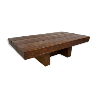 Vintage Rustic Solid Wood Wabi-Sabi Coffee Table, 1920s