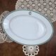 Antique oval dish Mehun France – White porcelain with green trim