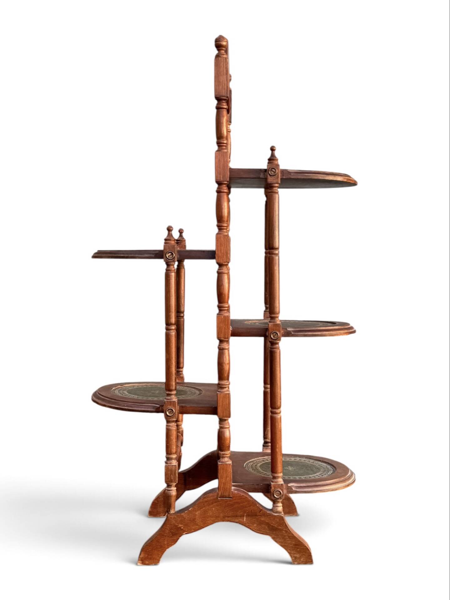 Wood and leather plant stand