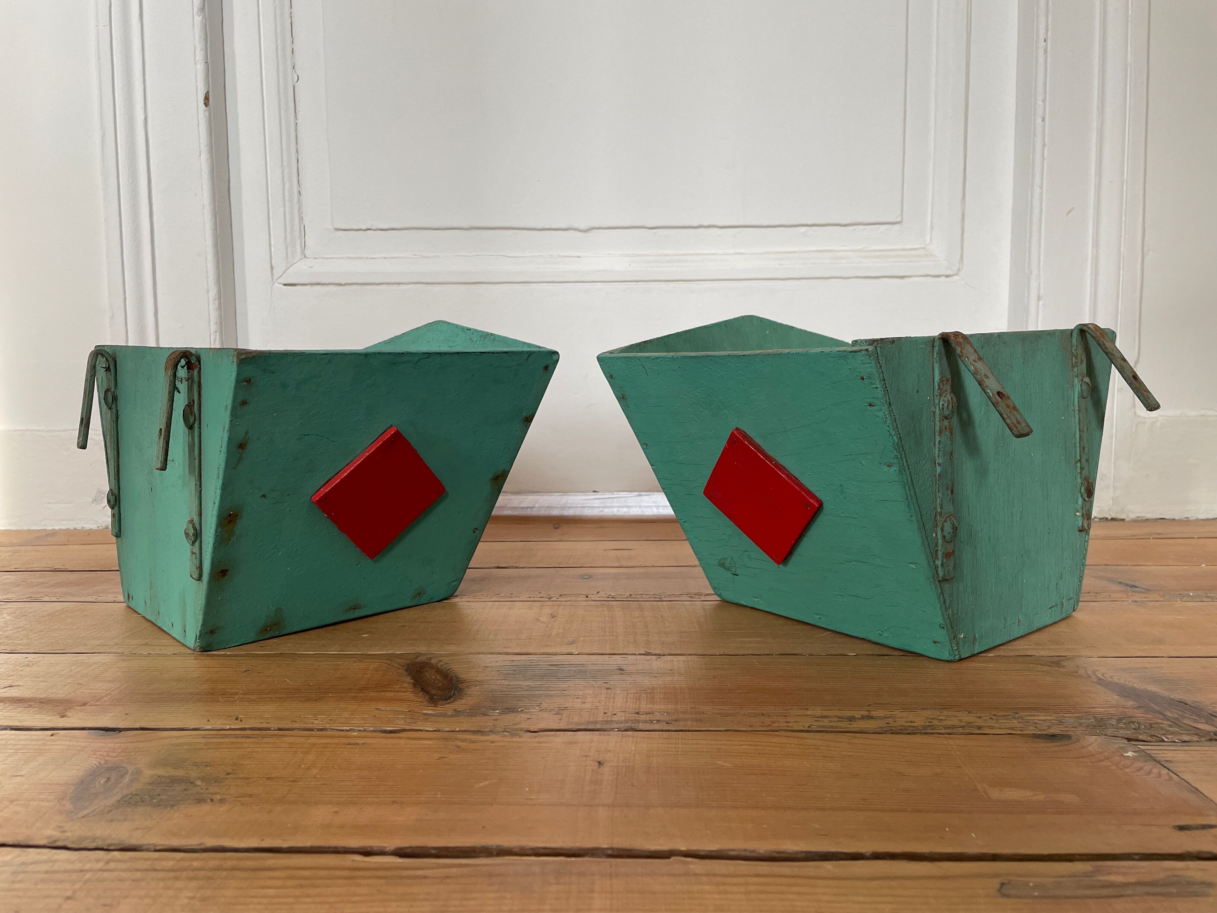 Pair of vintage wooden planters, circa 1950